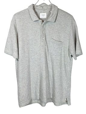 BILLY REID Men's XL Grey & White Striped Short Sleeve Polo Shirt